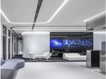 Futuristic Corporate Lounge — Where Minimalist Design Meets Smart Technology