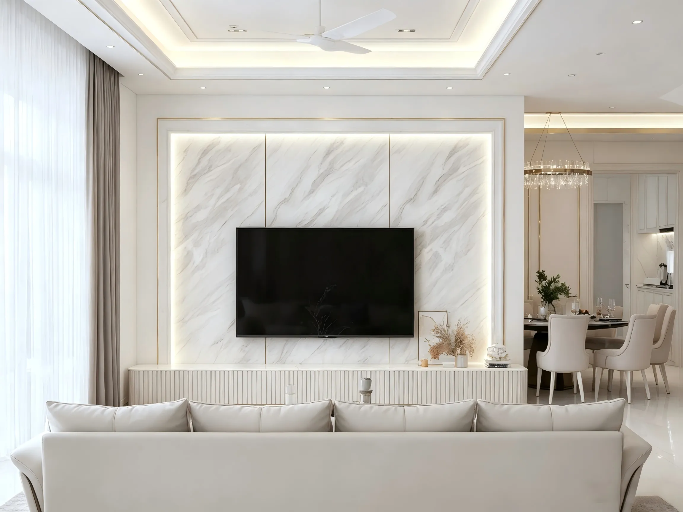 Light Luxury Golden Trim Villa Whole House Furnishing Scheme