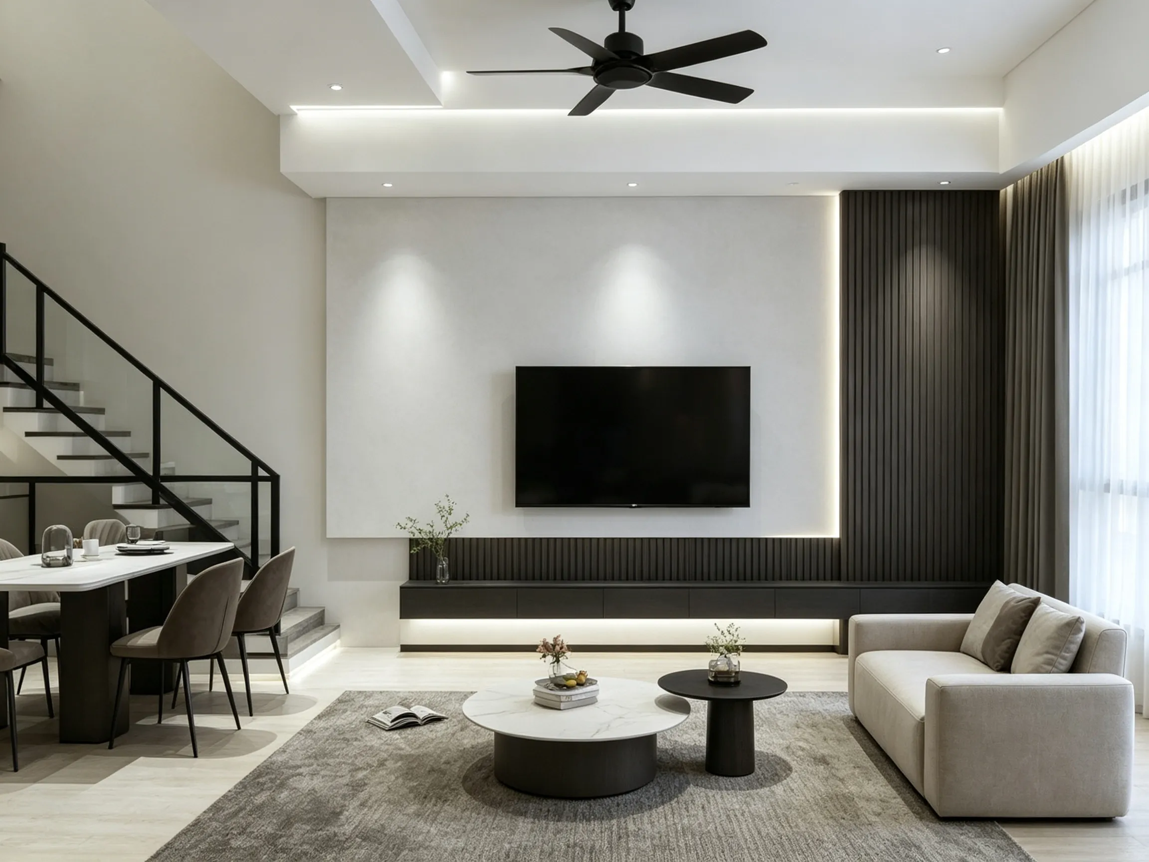 Modern Dark Accent Double-Storey Villa Whole House Furnishing Scheme