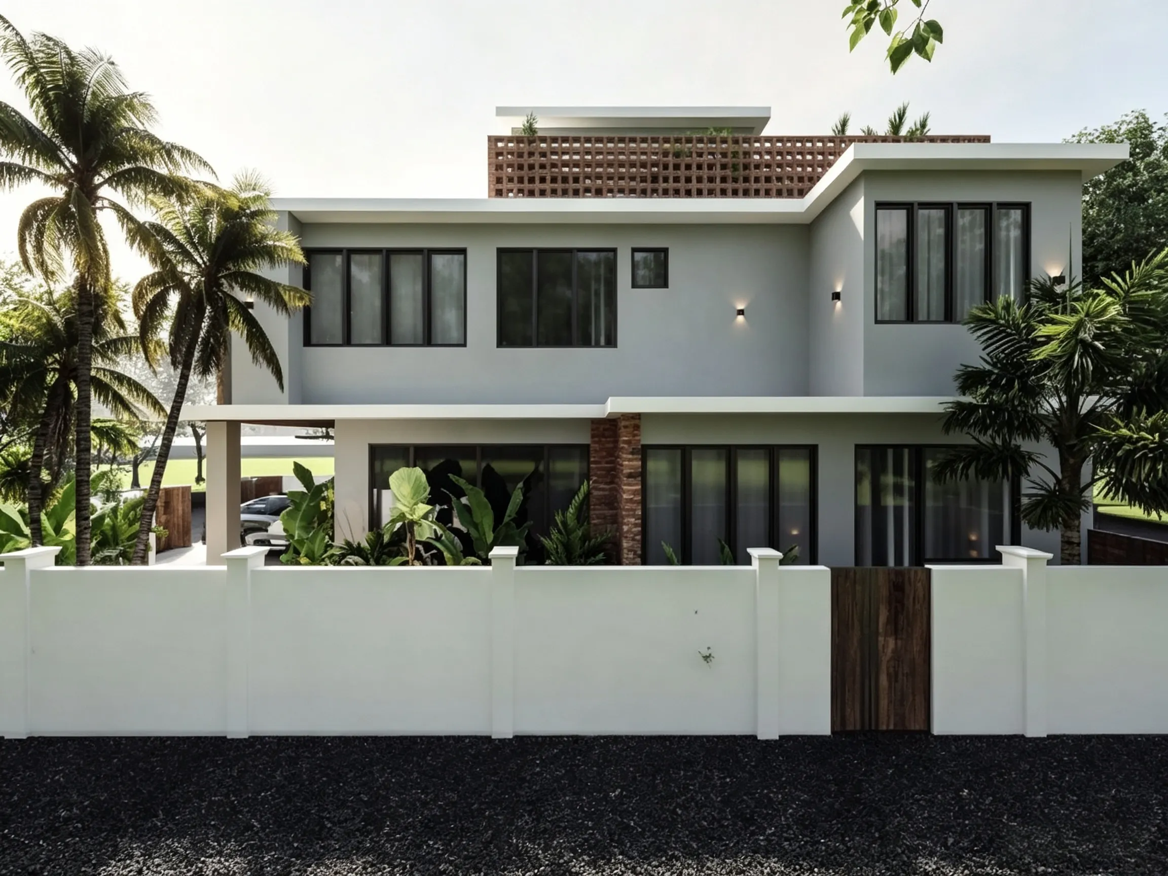Tropical Two-Story Detached Villa Exterior & Outdoor Furnishing Reference Scheme