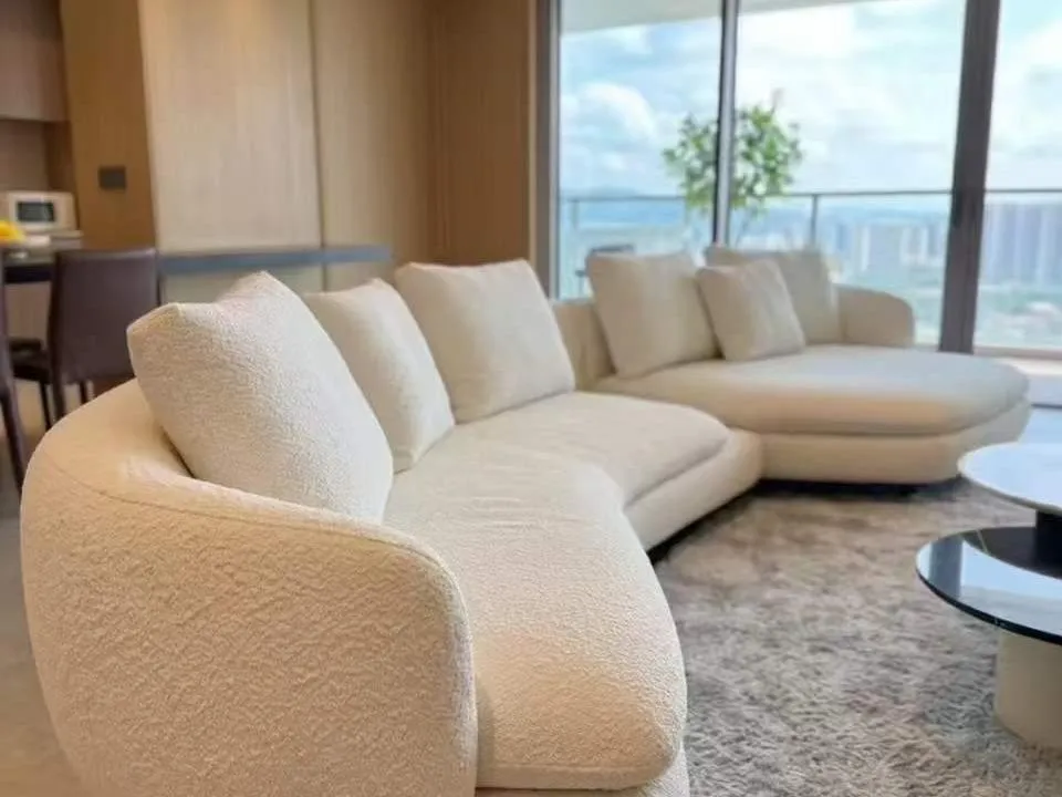 Custom Curved Bouclé Modular Sofa Set | Villa Penthouse Loose Furniture