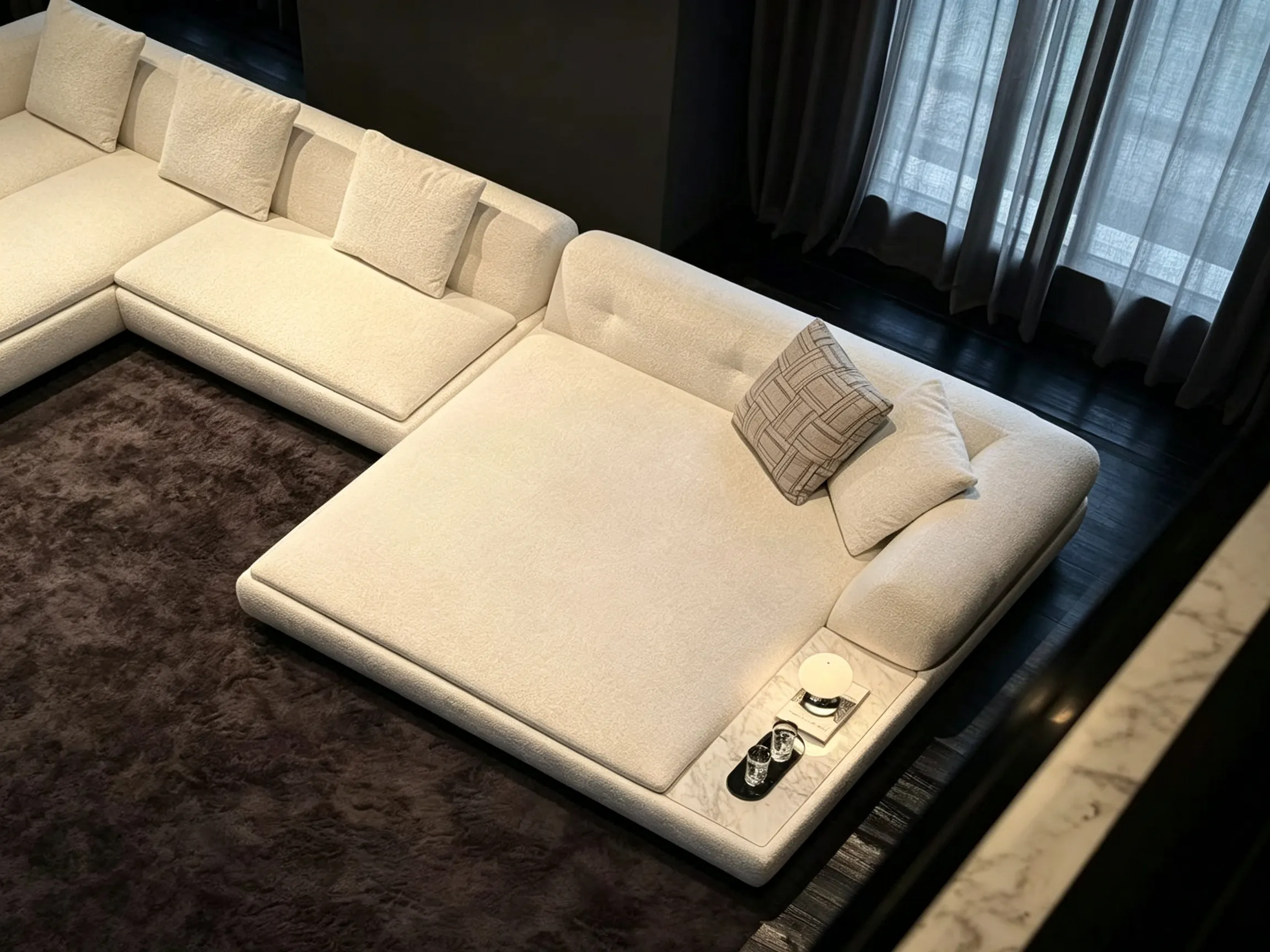 Large L Shape Bouclé Modular Sectional Sofa | Villa Loose Furniture