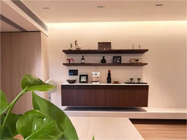 Dark Wood Minimalist Home | Custom Sideboard & Tea Room Interior