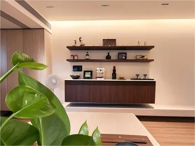 Dark Wood Minimalist Home | Custom Sideboard & Tea Room Interior