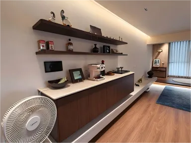 Dark Wood Minimalist Home | Custom Sideboard & Tea Room Interior