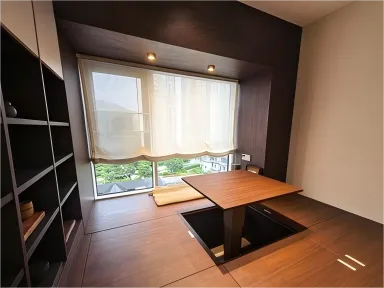 Dark Wood Minimalist Home | Custom Sideboard & Tea Room Interior