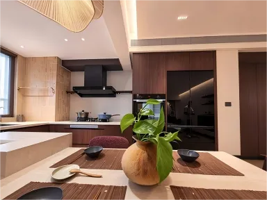 Dark Wood Minimalist Home | Custom Sideboard & Tea Room Interior