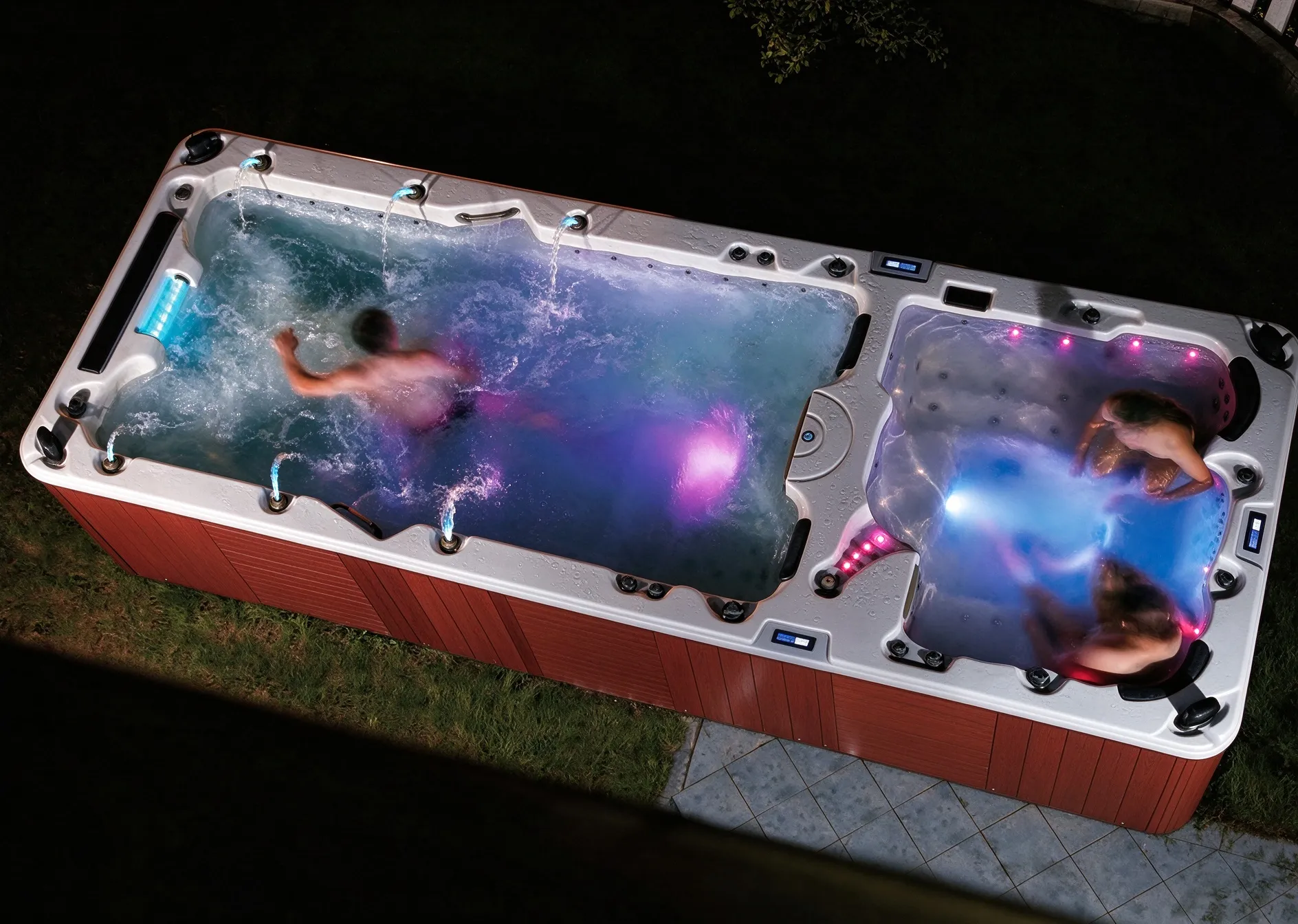 Luxury Outdoor Swim Spa with Massage Jets, LED & Water Features