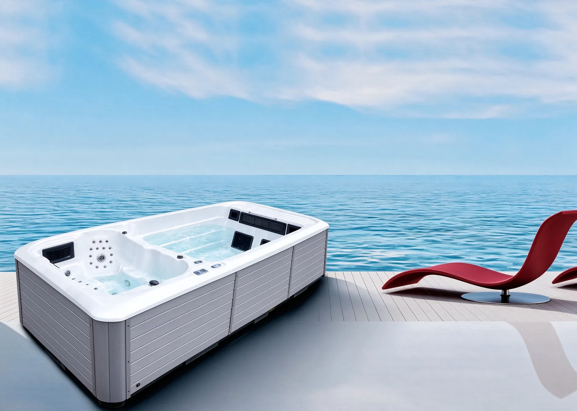 Luxury Outdoor Swim Spa with Massage Jets, LED & Water Features