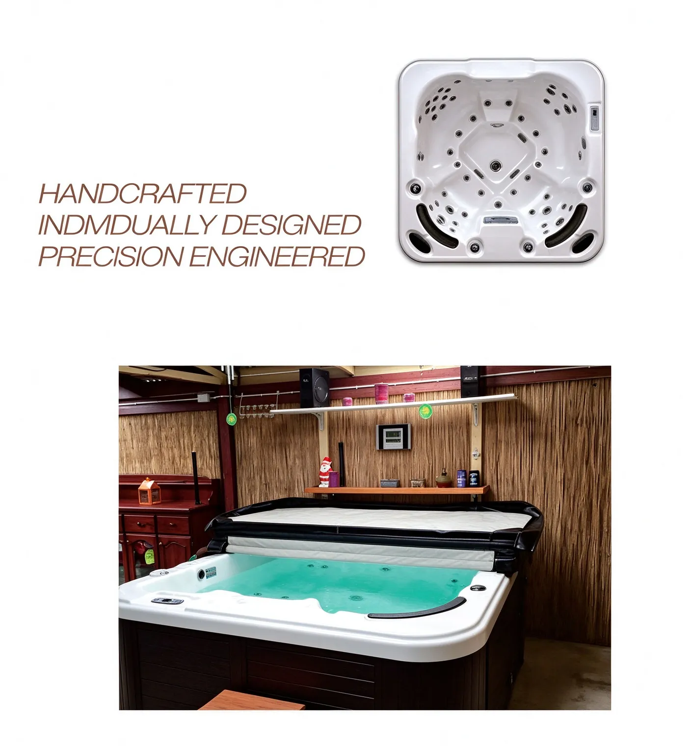 Round Outdoor Hot Tub Spa with Hydrotherapy Jets & Underwater LED Lights