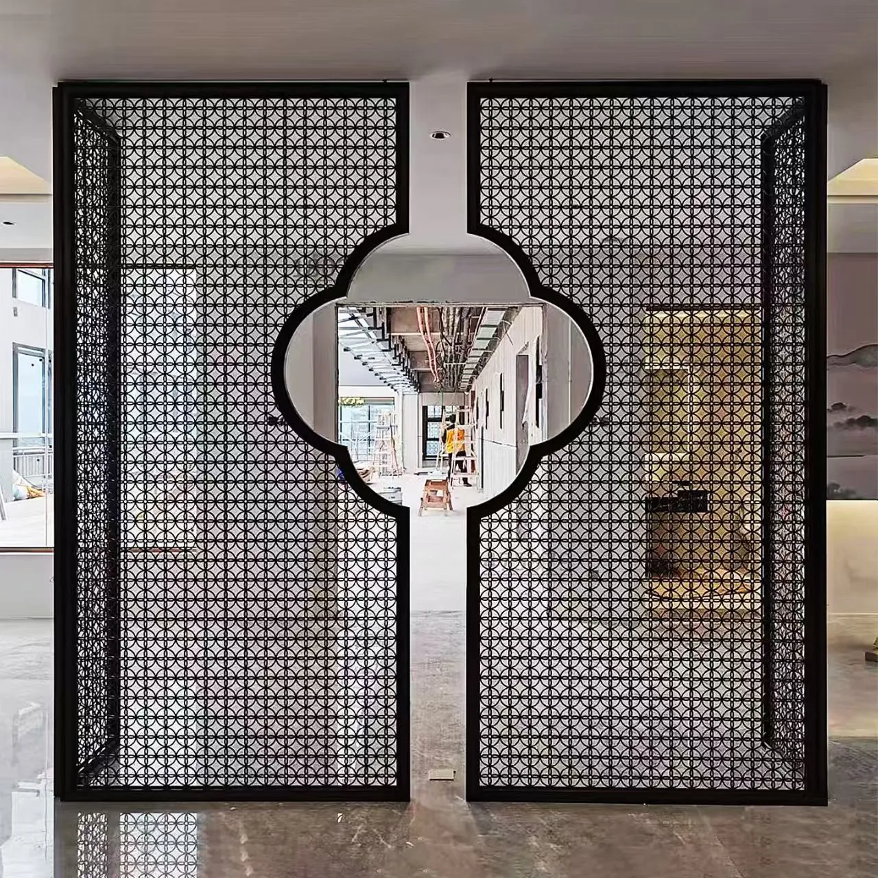 Custom Laser Cut Metal Screen | Decorative Partition for Hotel Reception
