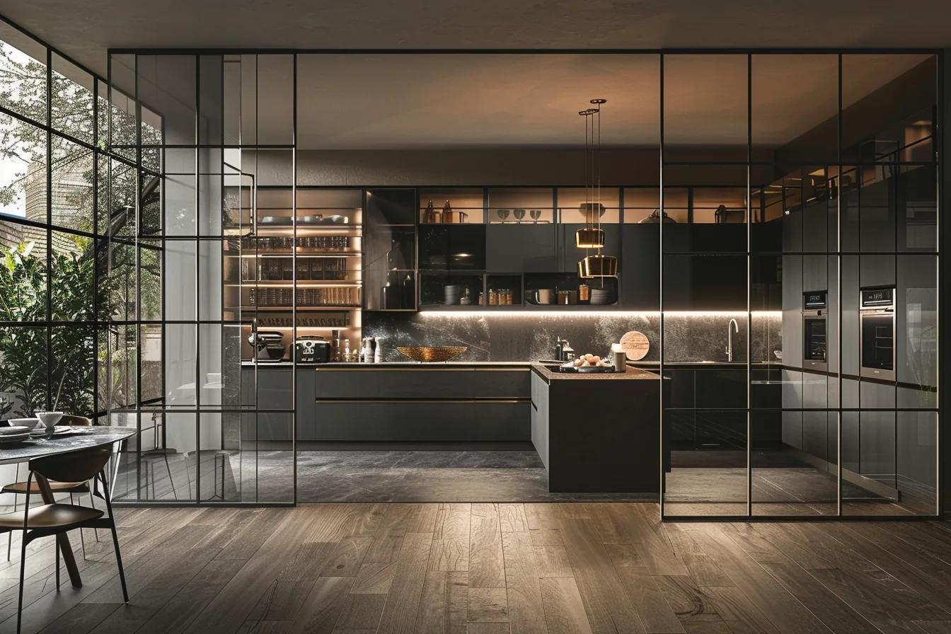Glass Front Aluminum Frame Cabinets