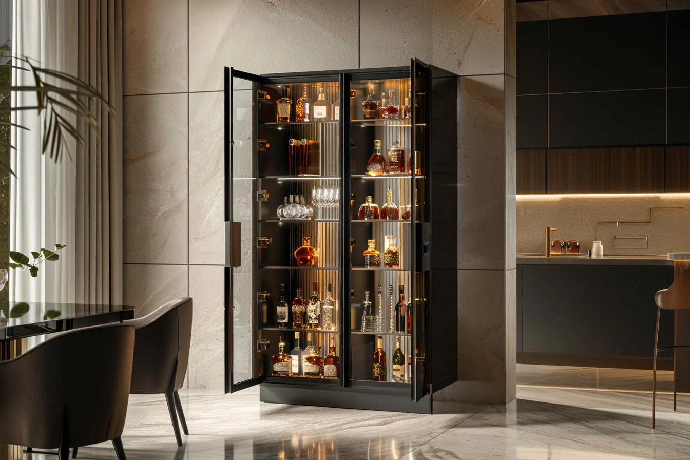 Glass Front Bar Cabinets