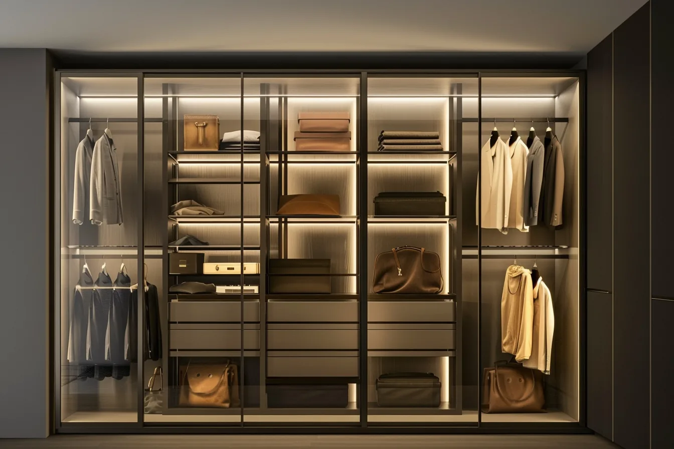 Clear Glass Aluminum Frame Wardrobes