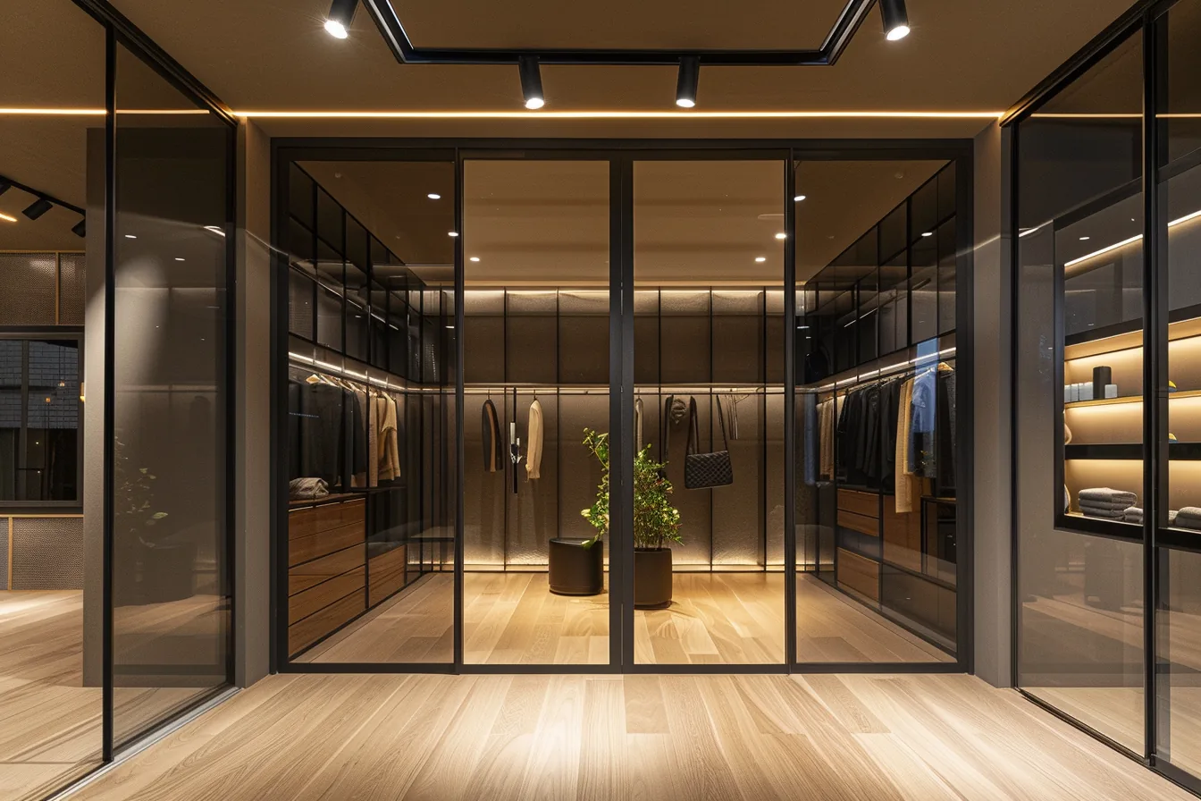 Smoked Glass Aluminum Frame Wardrobes