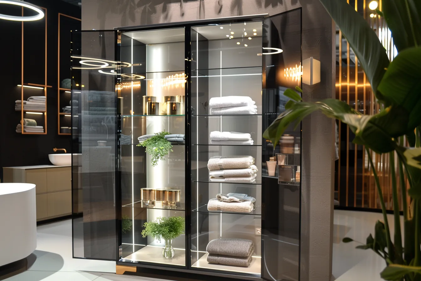 Glass Front Tall Cabinets
