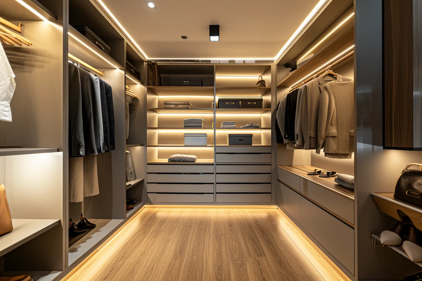 L Shaped Walk in Wardrobes