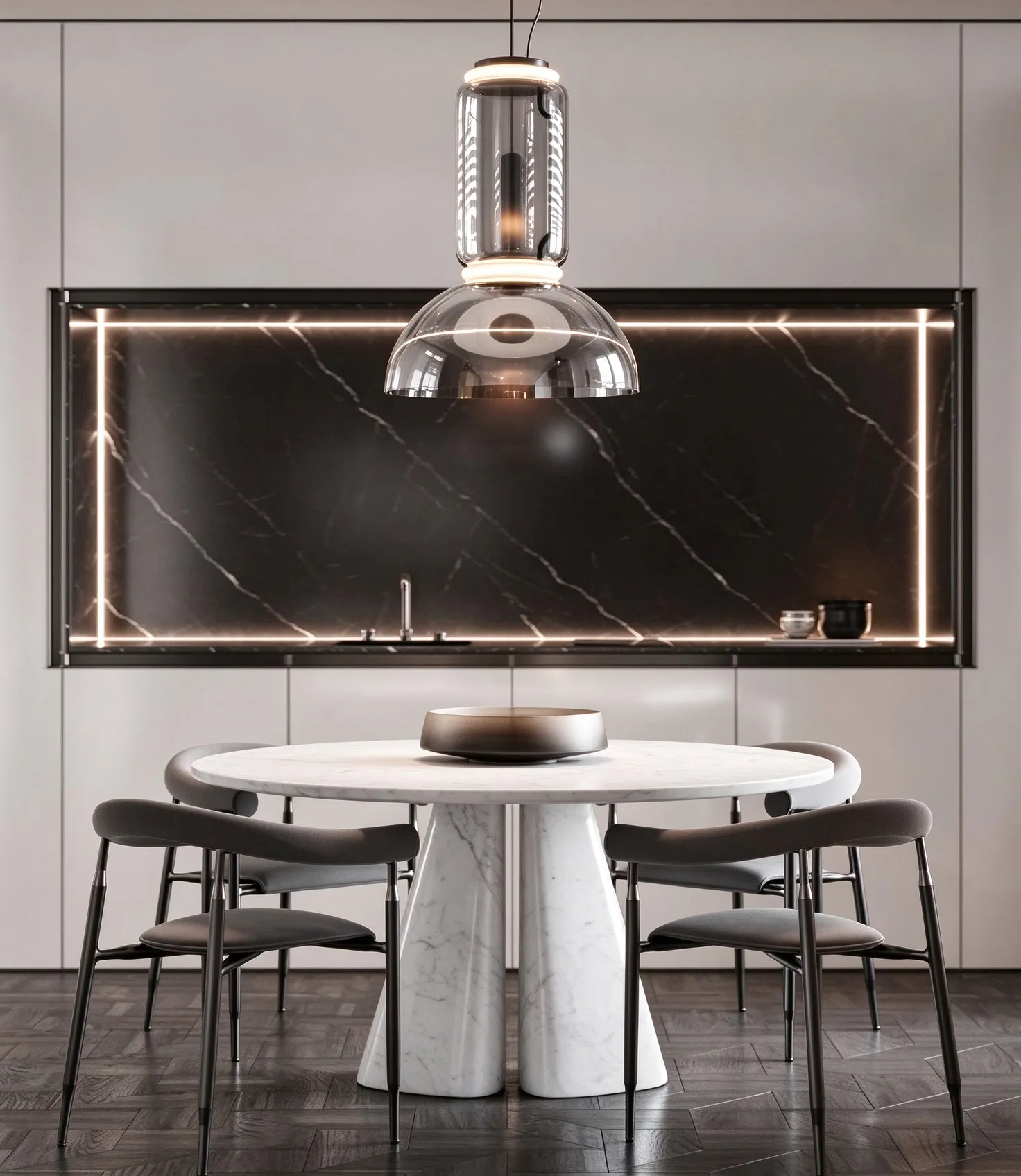 Modern Transparent Glass Tube Pendant Light, Minimalist LED Chandelier for Dining Room & Living Room