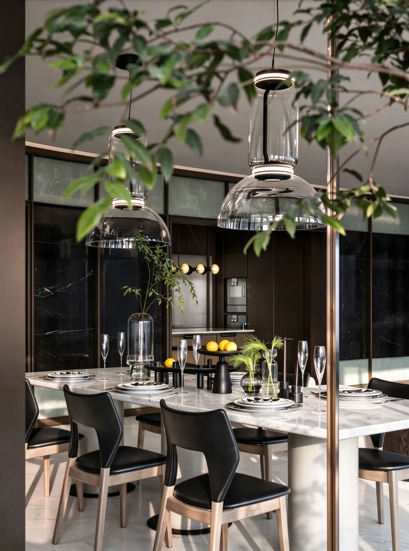 Modern Transparent Glass Tube Pendant Light, Minimalist LED Chandelier for Dining Room & Living Room