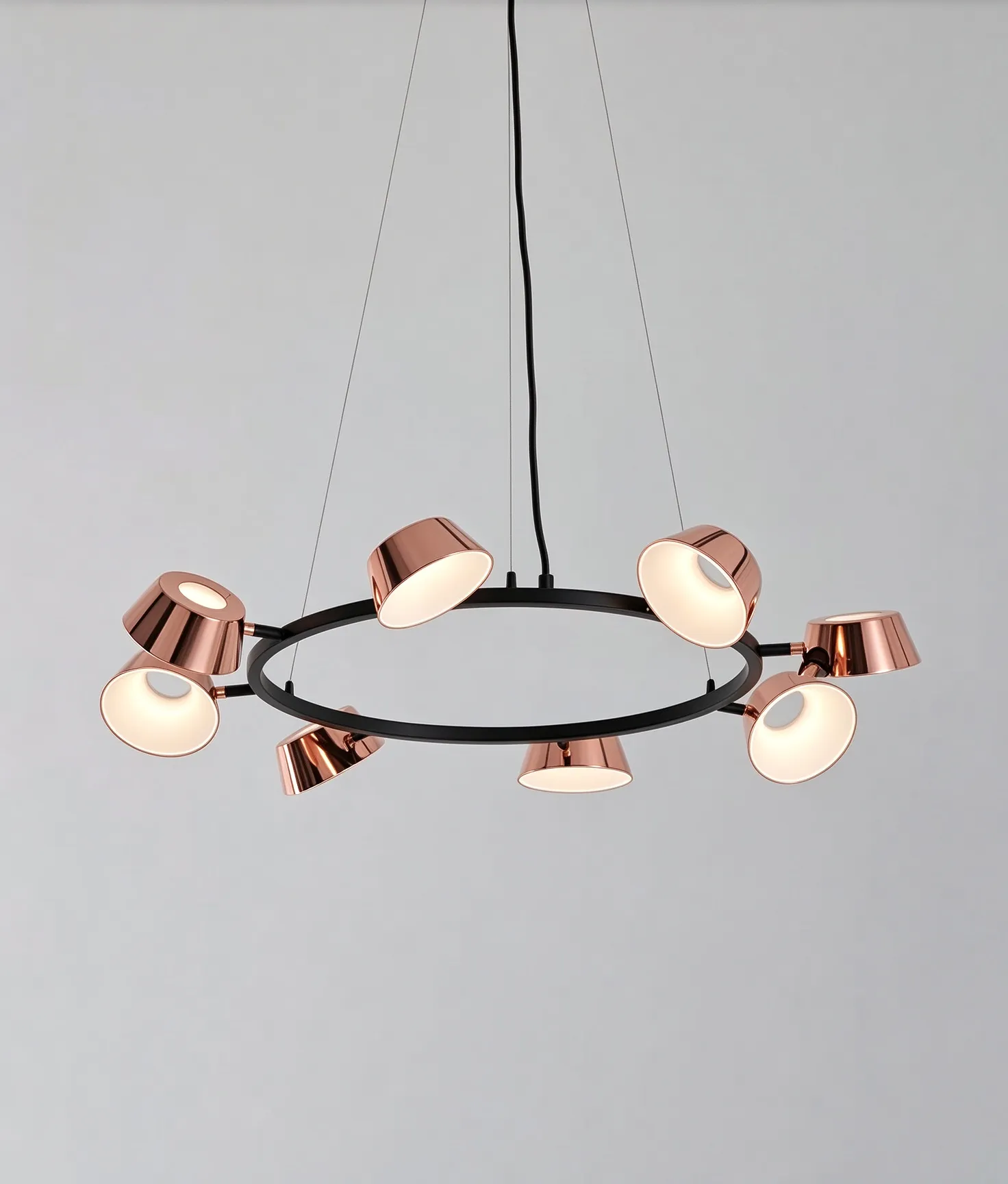 Modern Ring Pendant Light, Black Frame Rose Gold LED Chandelier for Dining Room & Kitchen