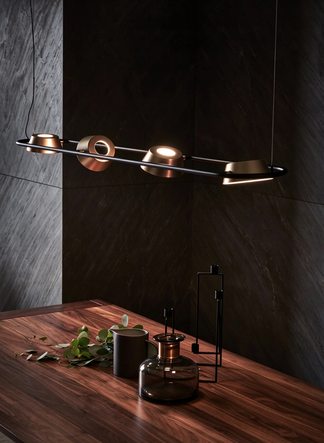 Modern Ring Pendant Light, Black Frame Rose Gold LED Chandelier for Dining Room & Kitchen