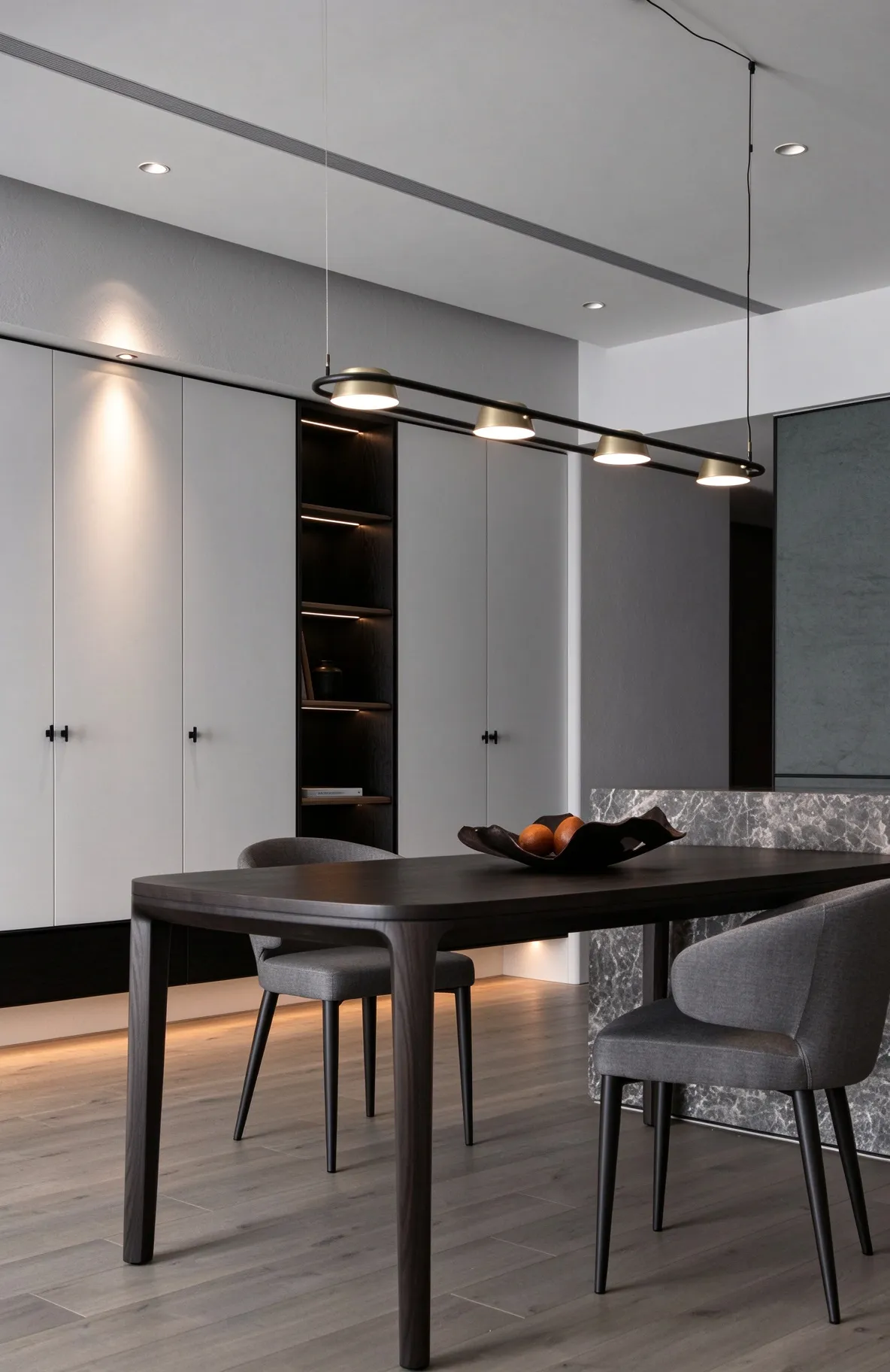 Modern Ring Pendant Light, Black Frame Rose Gold LED Chandelier for Dining Room & Kitchen