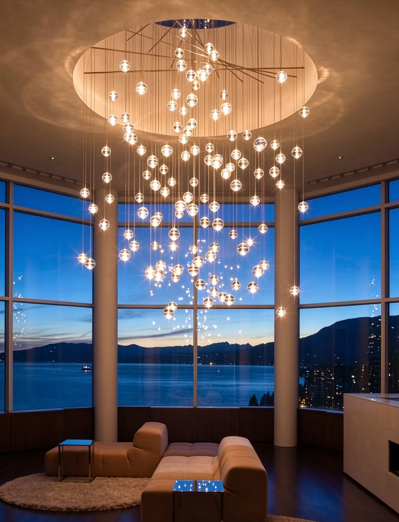Modern Crystal Ball Pendant Light, Gold Sphere Chandelier for Living Room & Dining Room