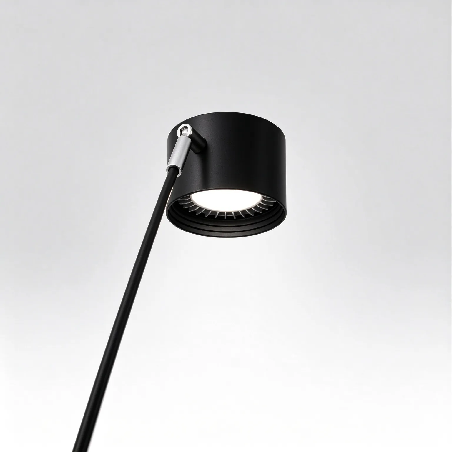 Modern Black Arc Floor Lamp, Minimalist Cylinder Reading Lamp for Living Room & Hotel