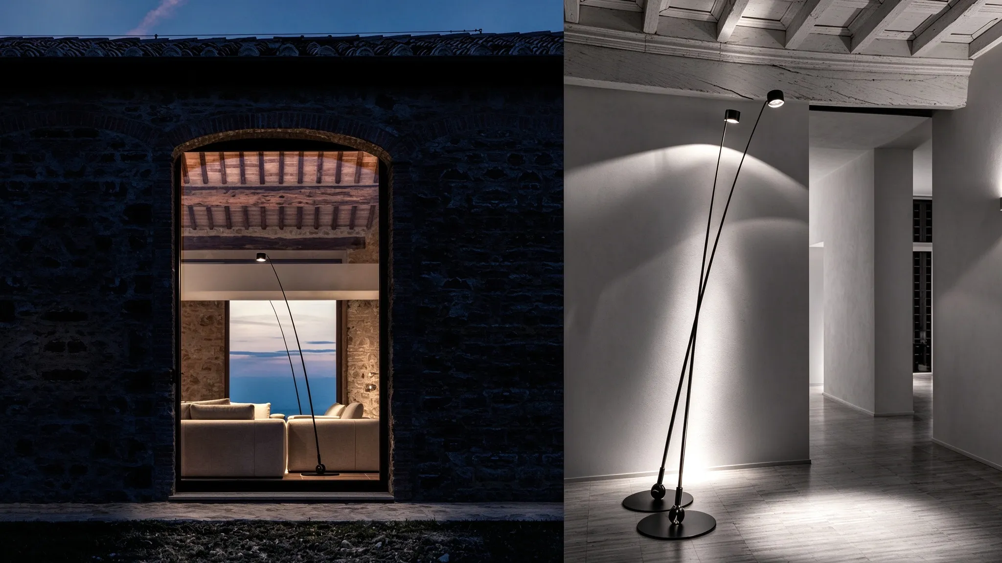 Modern Black Arc Floor Lamp, Minimalist Cylinder Reading Lamp for Living Room & Hotel