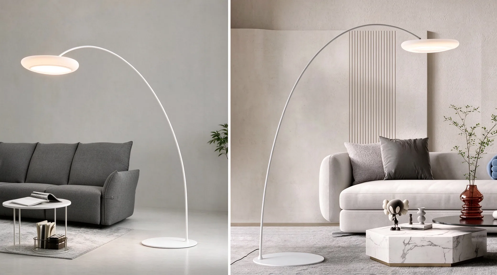 Modern Arc Floor Lamp, Curved LED Standing Lamp for Living Room & Bedroom
