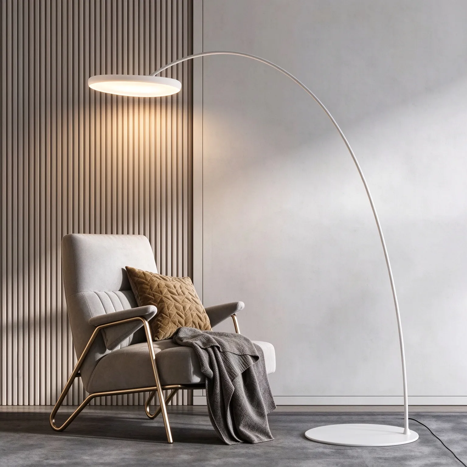 Modern Arc Floor Lamp, Curved LED Standing Lamp for Living Room & Bedroom
