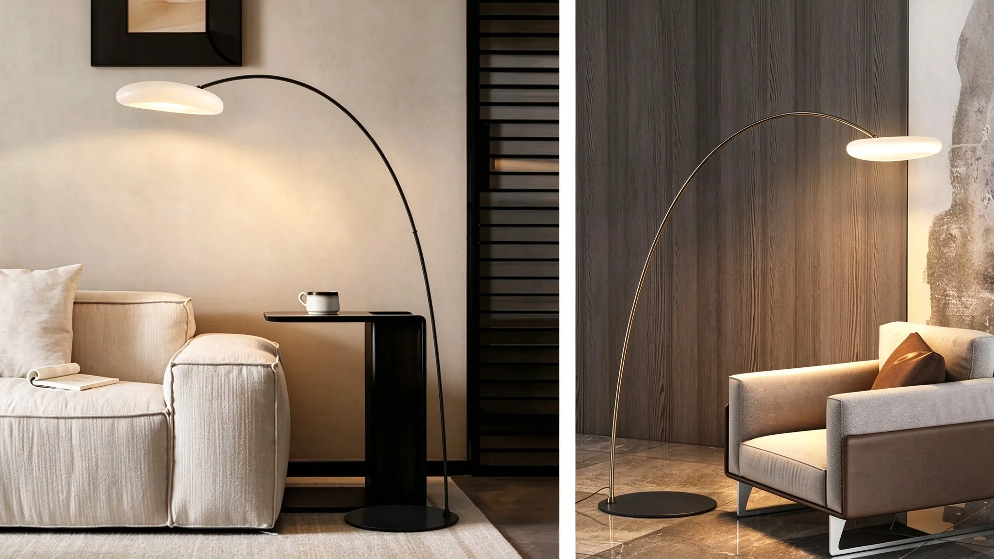 Modern Arc Floor Lamp, Curved LED Standing Lamp for Living Room & Bedroom