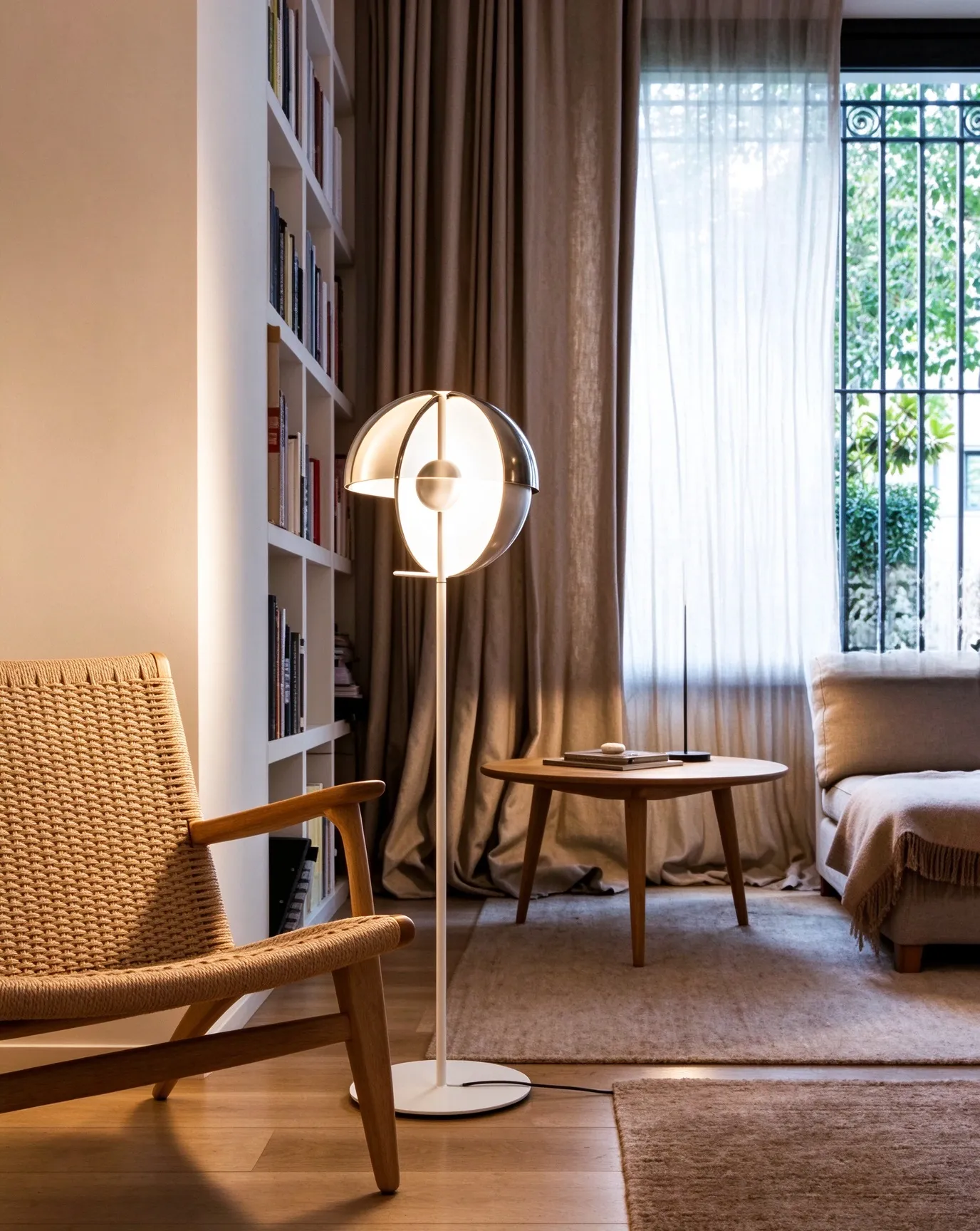 Modern Globe Floor Lamp, Gold Reflective Standing Lamp for Living Room & Hotel Room