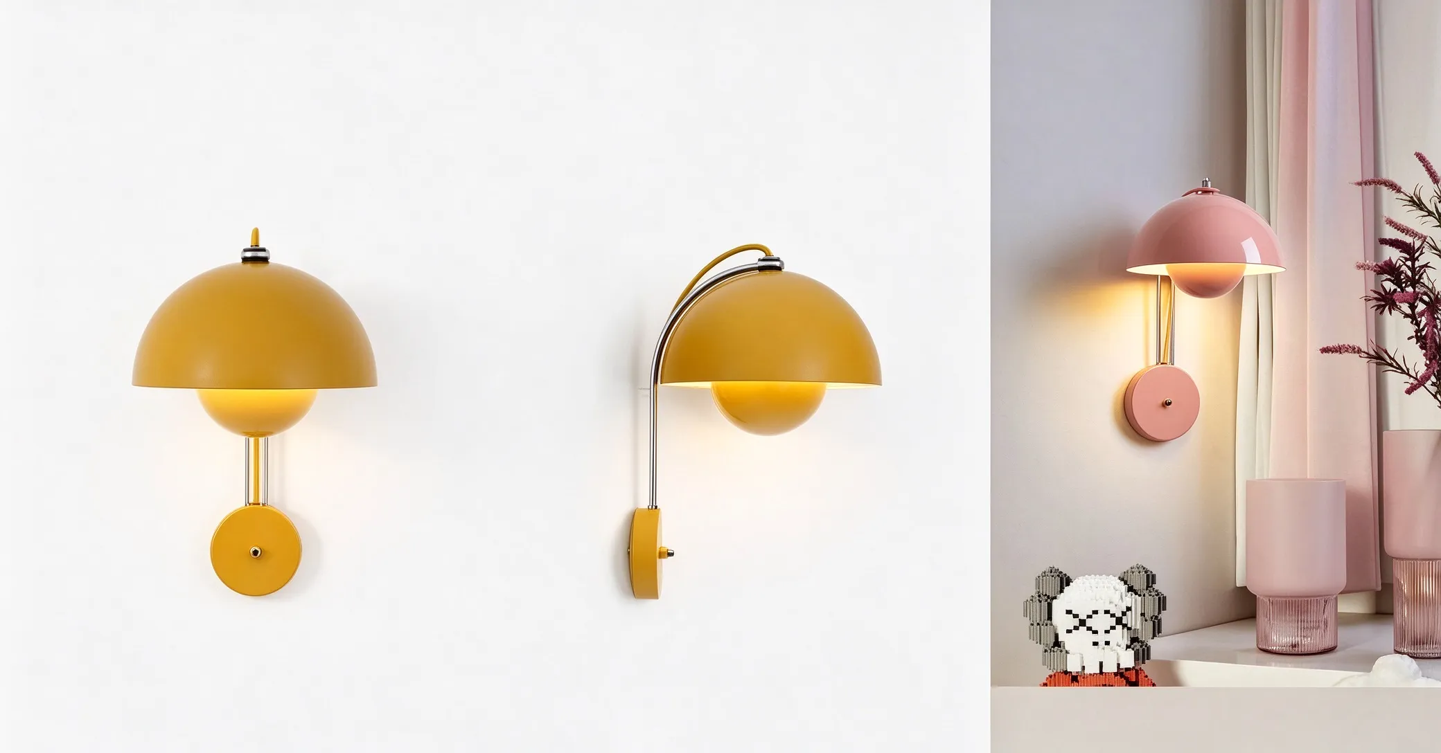 Modern Dome Wall Lamp, Minimalist Curved Sconce for Bedroom & Living Room