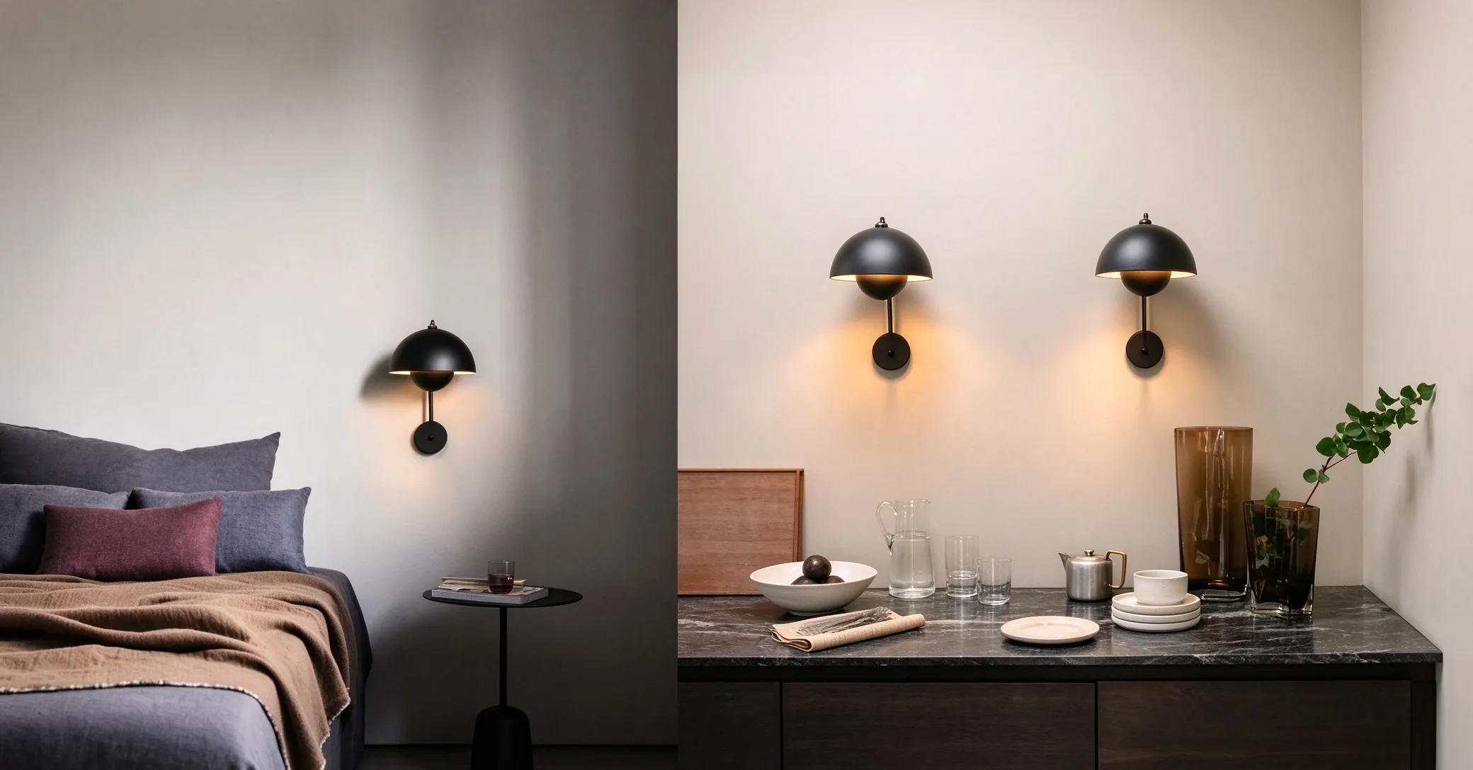Modern Dome Wall Lamp, Minimalist Curved Sconce for Bedroom & Living Room