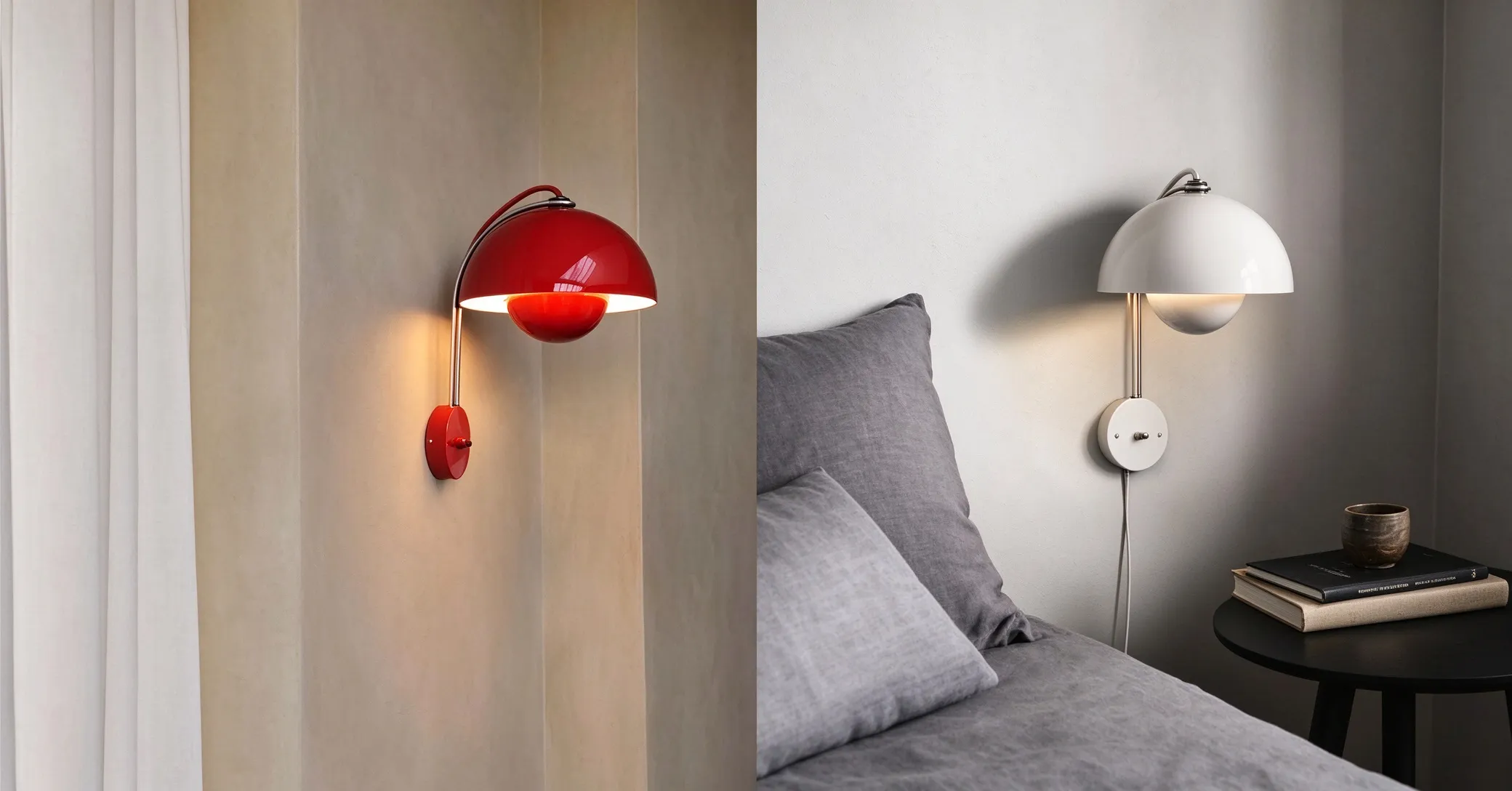 Modern Dome Wall Lamp, Minimalist Curved Sconce for Bedroom & Living Room