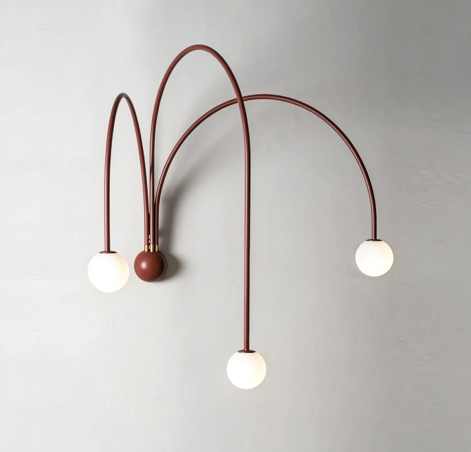 Modern Arch Ball Wall Lamp, Curved Sconce with Glass Balls for Bedroom & Living Room