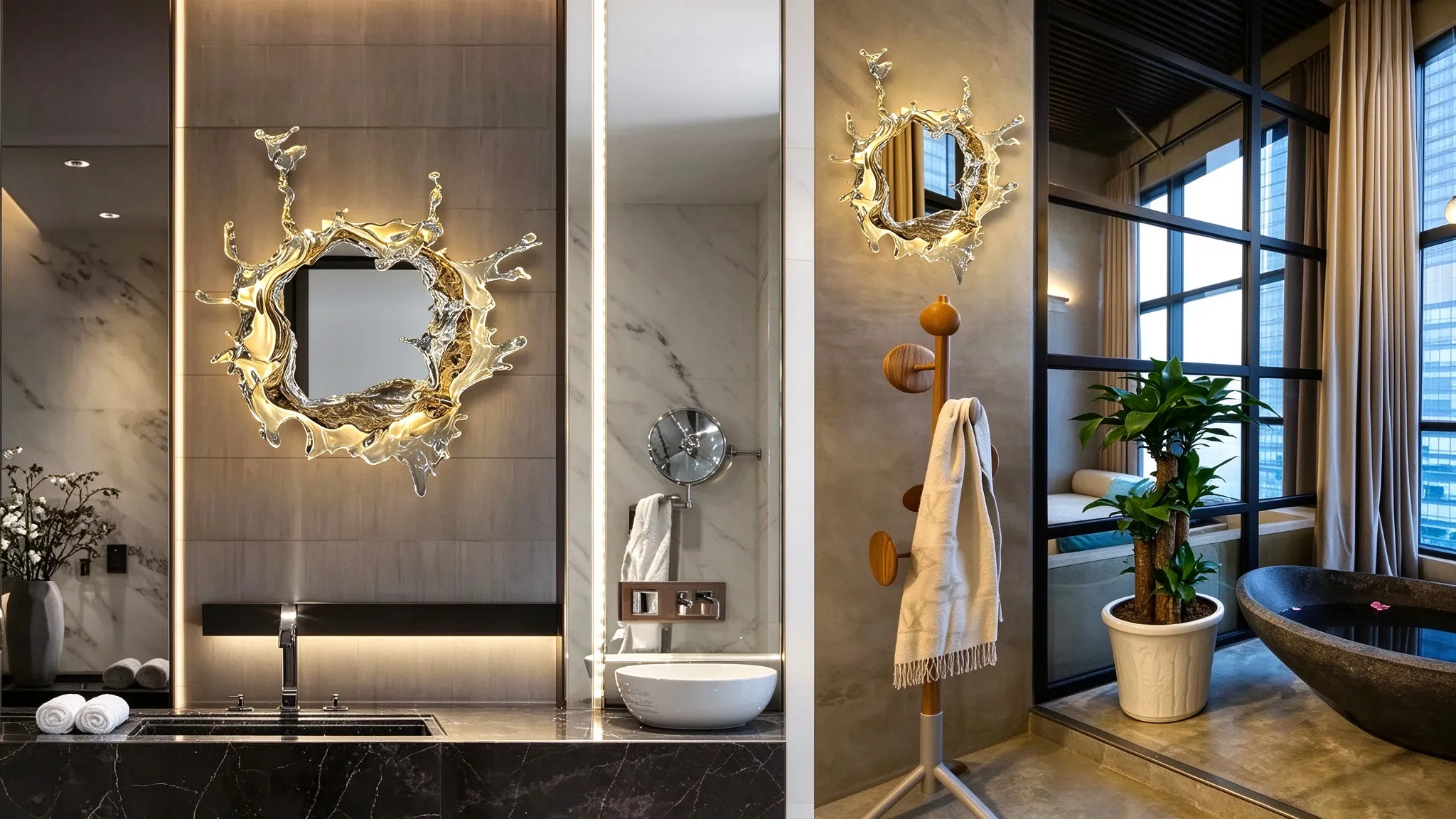 Modern Splash Mirror Wall Lamp, Decorative LED Sconce for Bathroom & Vanity Area