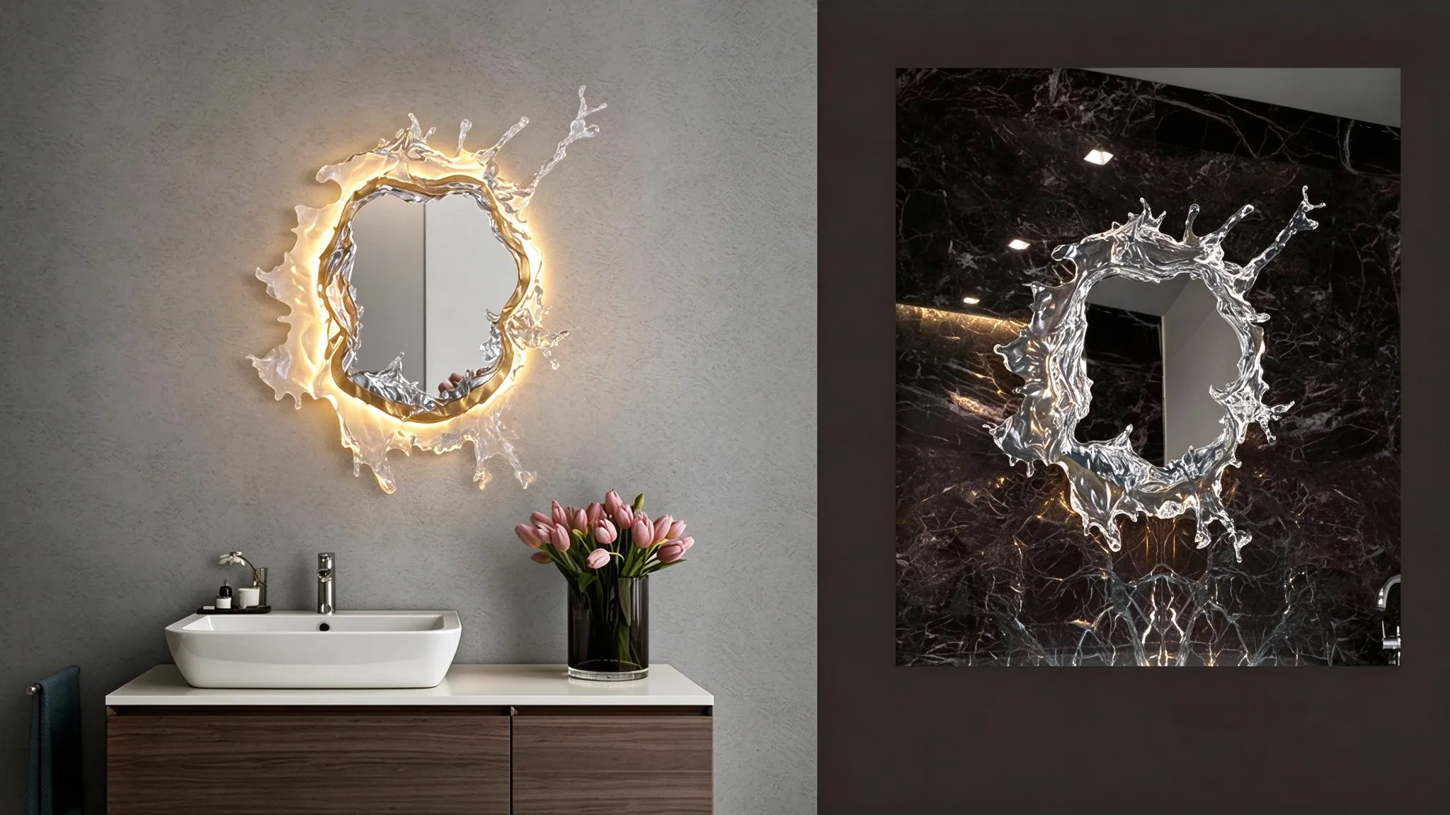 Modern Splash Mirror Wall Lamp, Decorative LED Sconce for Bathroom & Vanity Area