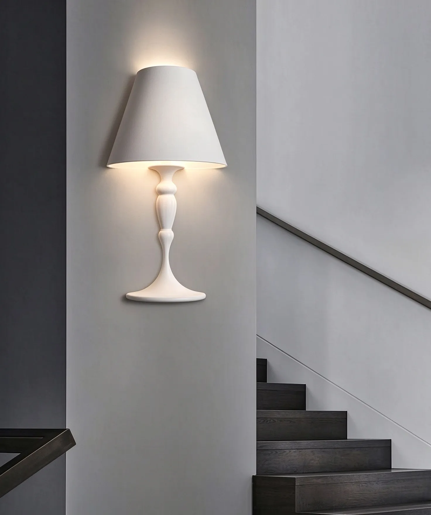 Modern Sculptural White Wall Lamp, Minimalist Cone Sconce for Living Room & Bathroom