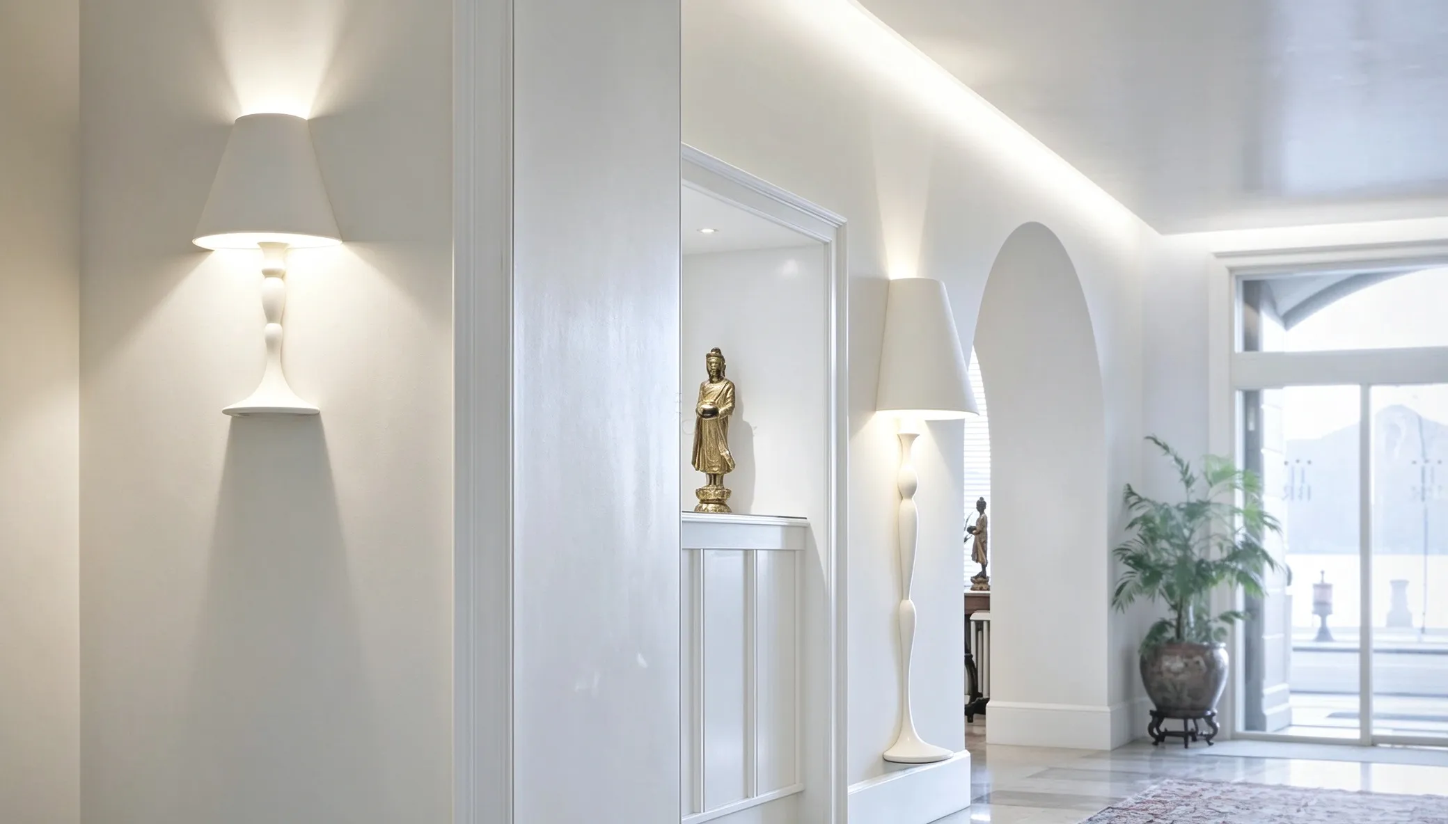 Modern Sculptural White Wall Lamp, Minimalist Cone Sconce for Living Room & Bathroom