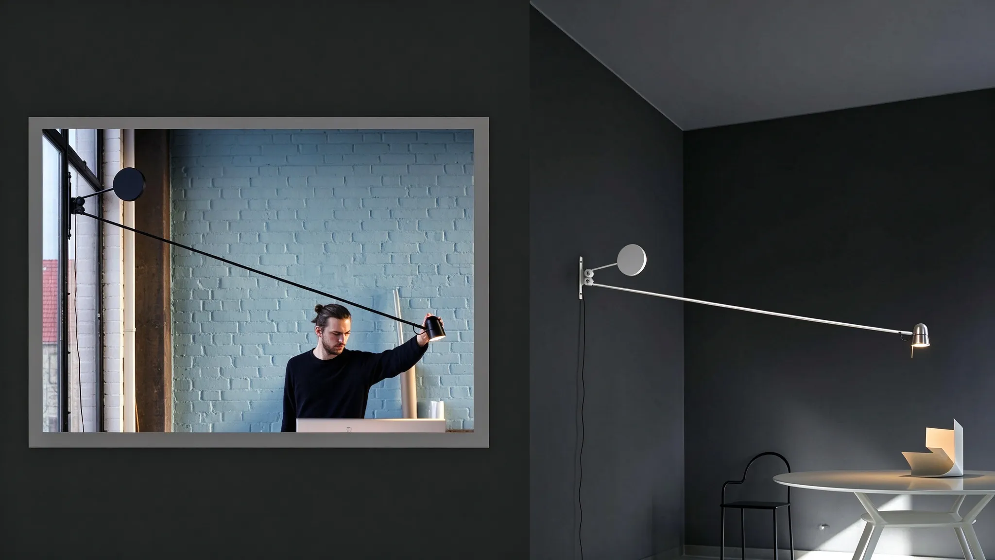 Modern Balance Arm Wall Lamp, Minimalist Long Arm Sconce for Living Room & Study