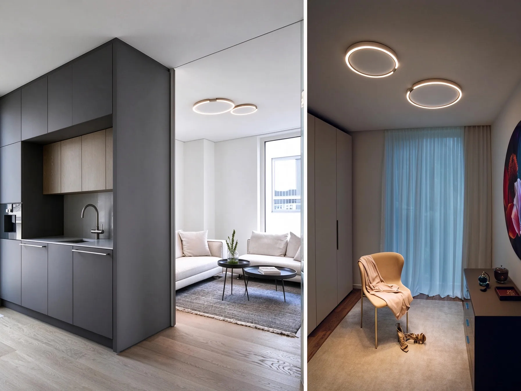 Modern Ring Ceiling Light, Minimalist LED Flush Mount for Living Room & Bedroom