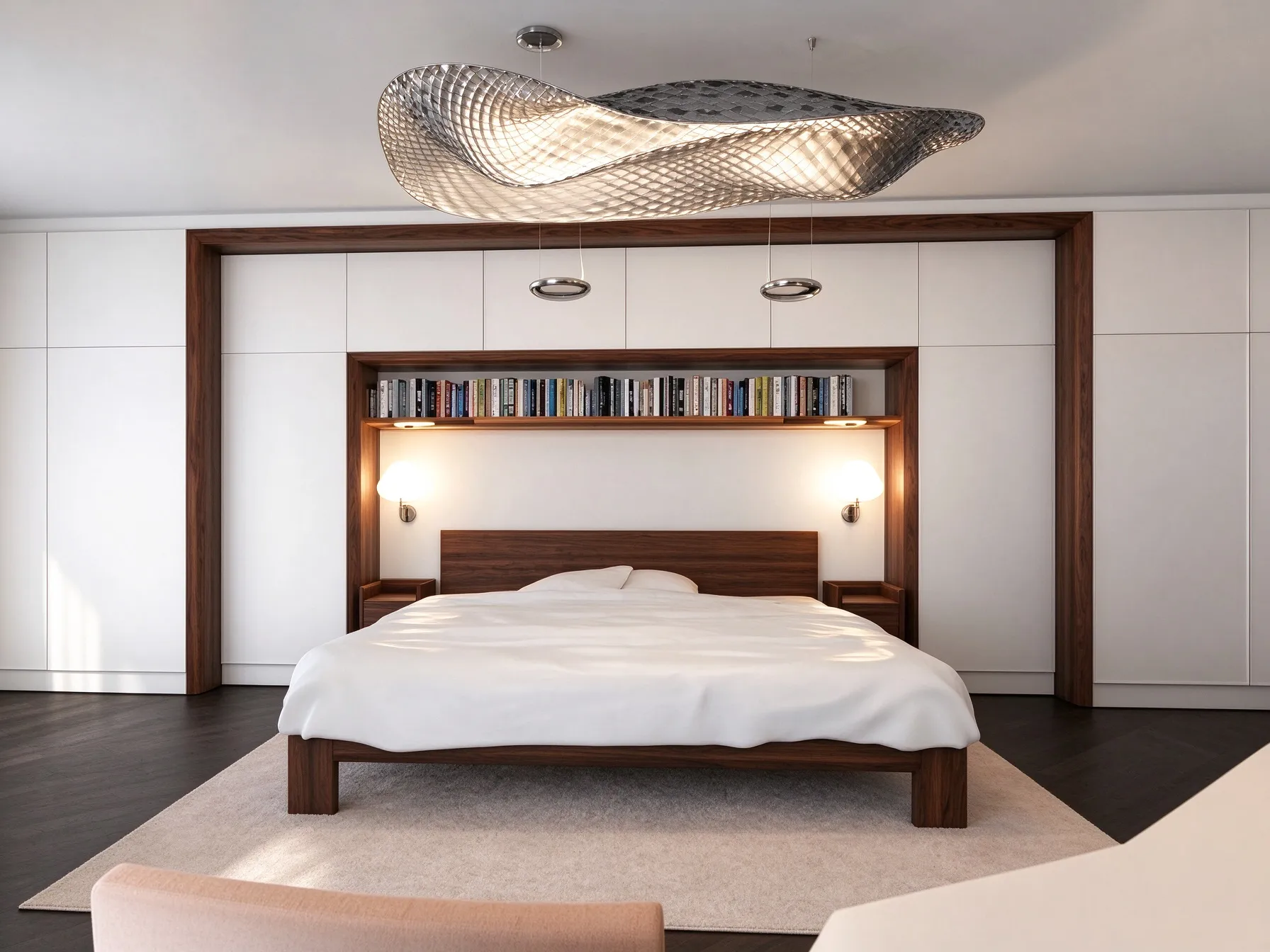 Modern Wavy Ceiling Light, Sculptural LED Flush Mount for Dining Room & Bedroom