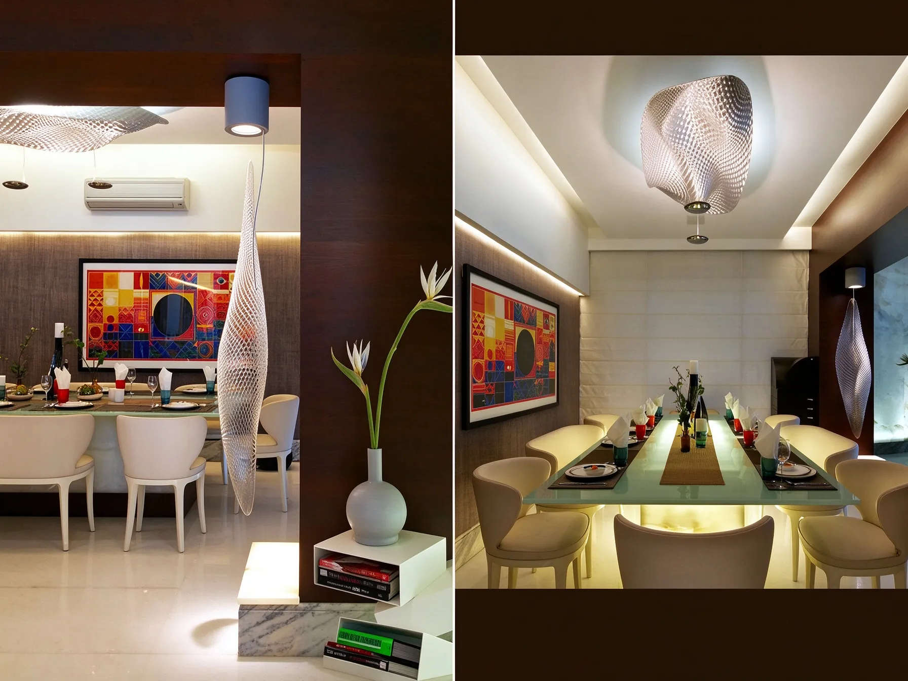 Modern Wavy Ceiling Light, Sculptural LED Flush Mount for Dining Room & Bedroom