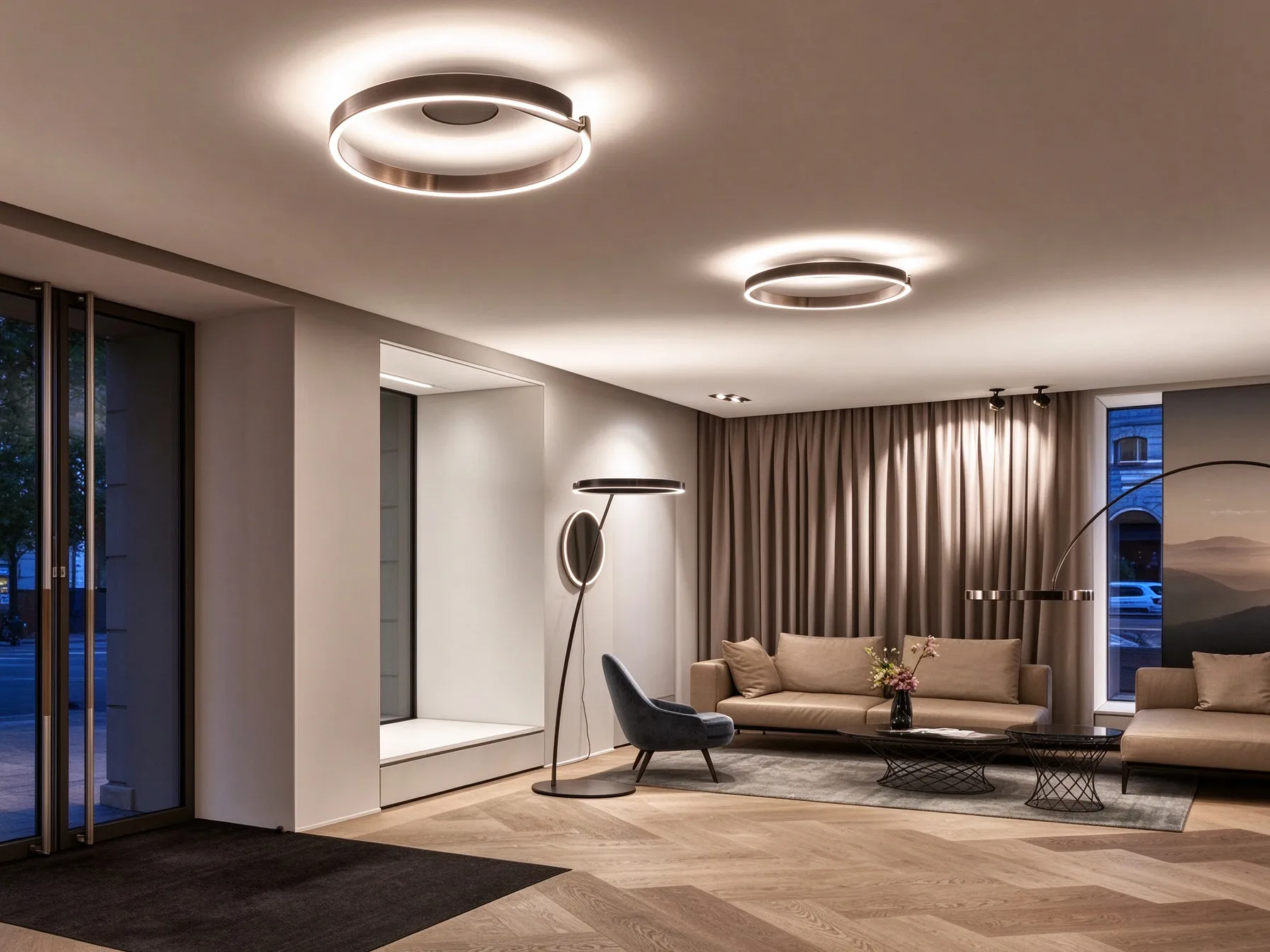 Modern Metal Ring Ceiling Light, Minimalist LED Flush Mount for Living Room & Bedroom