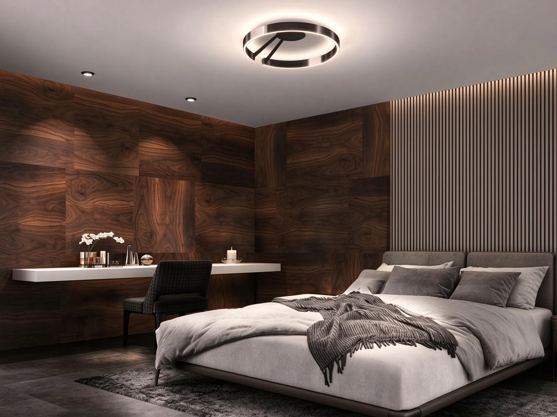 Modern Metal Ring Ceiling Light, Minimalist LED Flush Mount for Living Room & Bedroom