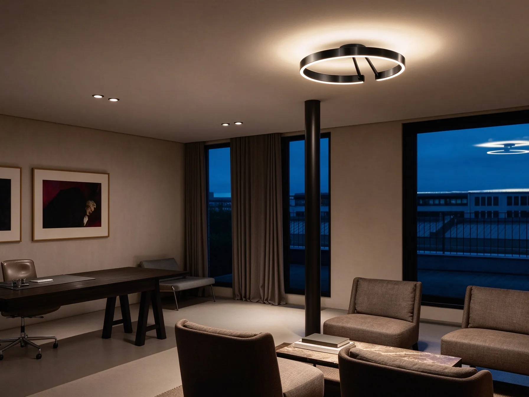 Modern Metal Ring Ceiling Light, Minimalist LED Flush Mount for Living Room & Bedroom