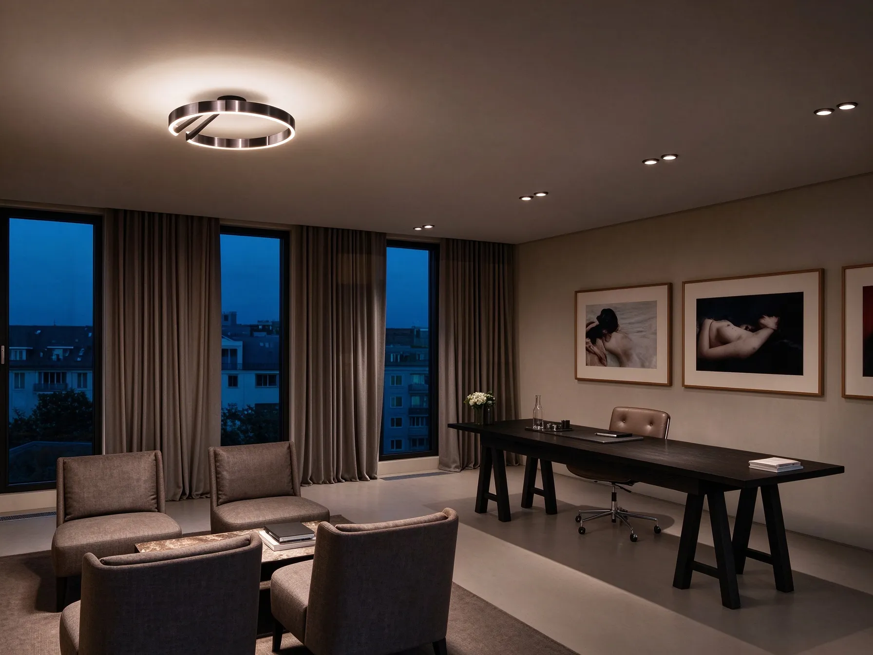 Modern Metal Ring Ceiling Light, Minimalist LED Flush Mount for Living Room & Bedroom