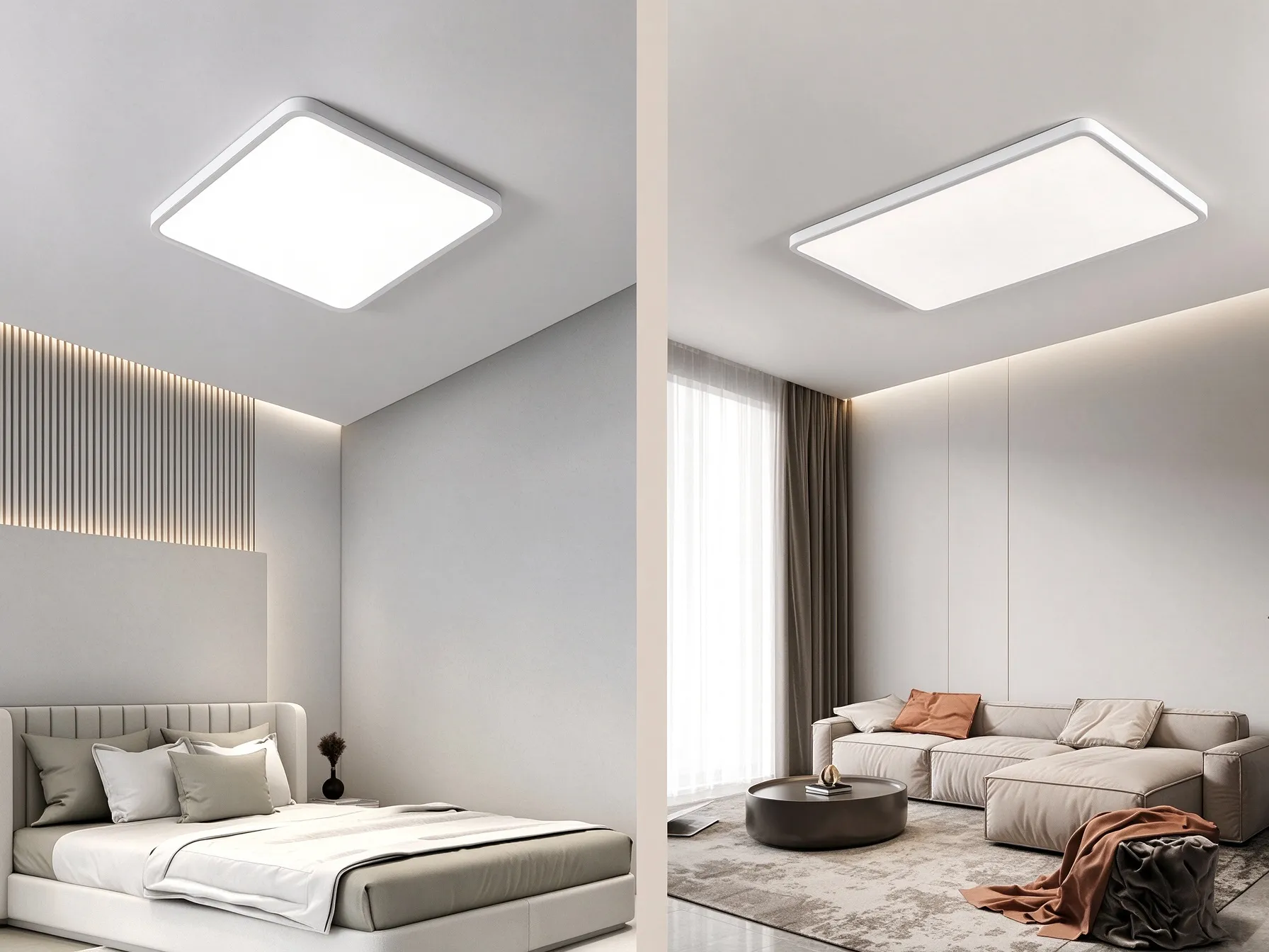 Modern Ultra-Flush LED Ceiling Light, Minimalist Round & Square Fixture for Bedroom & Living Room